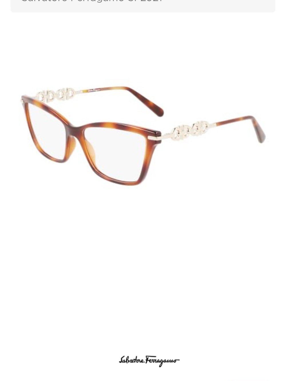 Salvatore Ferragamo Women's Tortoiseshell Cat-Eye Glasses with Gold Accent +1.5